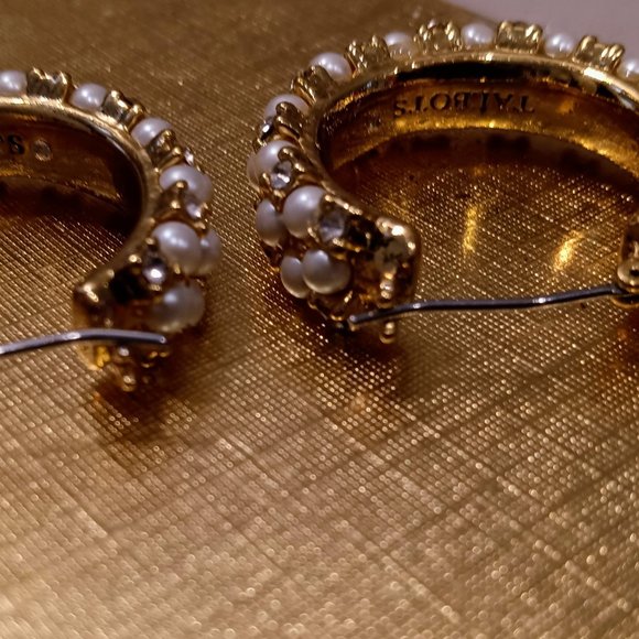 Talbot Pearl &Crystal Hoop earrings - Picture 2 of 7